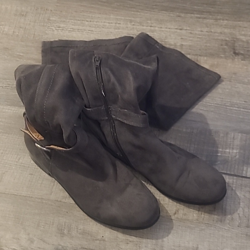 EUC Corso Como Lennox Gray Suede Stretchy Over Knee Boots Women's Sz 9.5M